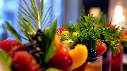 Immerse yourself in this visually stunning video showcasing vibrant cocktails garnished with fresh fruits and herbs. The colorful presentation and refreshing ingredients make each drink a delightful e