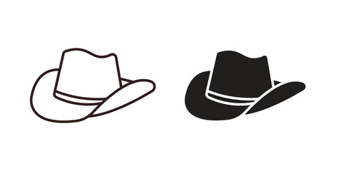 Hat icons design is in black and white, line stock illustration