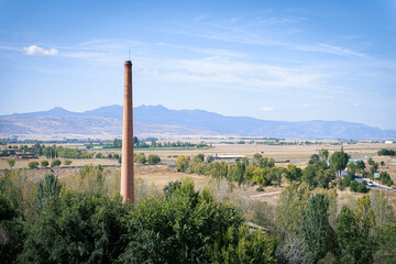 The Historic Ohio-Colorado Smelting Smokestack Stands Over Rural Colorado.