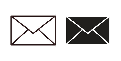 Inbox icons design is in black and white, line stock illustration