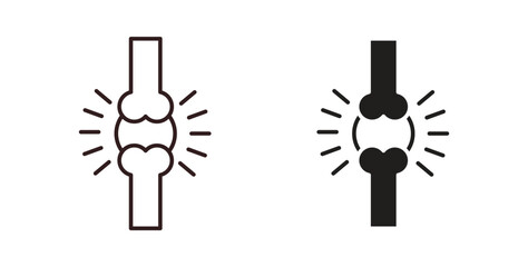 Joint icons design is in black and white, line stock illustration