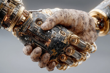 Connecting worlds through a handshake between human and robotic hand