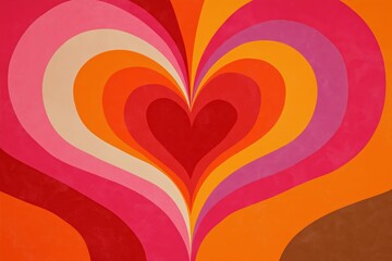 Colorful retro heart pattern design