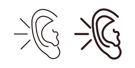 Listening icons design is in black and white, line stock illustration