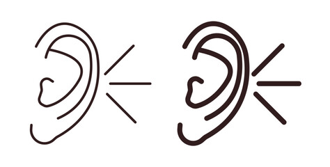 Listening icons design is in black and white, line stock illustration