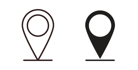 Located icons design is in black and white, line stock illustration