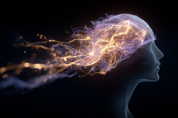 Human head with neural energy connections