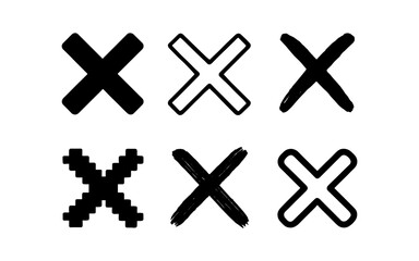 Fototapeta premium Diverse x mark set: textured, pixelated, linear, brush, bold variations