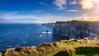Spectacular Cliffs Of Moher Are Sea Cliffs Located At The Southwestern Edge Of The Burren Region In County Clare Ireland Wild Atlantic Way