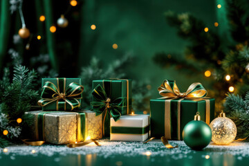 sample.pngLuxury Christmas composition with gift boxes, glitter, and illuminated decorations.
Great for upscale promotions, festive branding, or winter social media content.