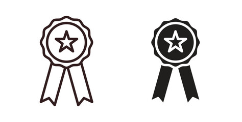 Medal icons design is in black and white, line stock illustration