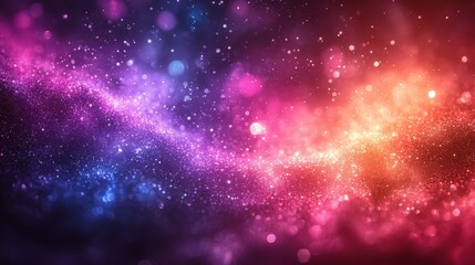 Fototapeta premium A stunning cosmic scene showcases vibrant pink and purple hues, stars, and nebulae, creating a feeling of awe and the immense scale of space.