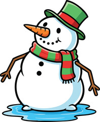 Melting Snowman Winter Illustration