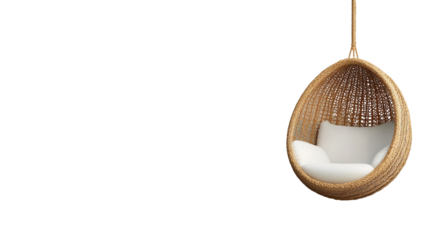 Cocoon Chair with Greenery on Transparent Background