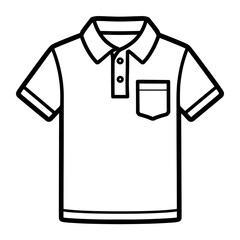 Outline vector icon of a classic men's short-sleeve polo shirt with a collar, two buttons, and a chest pocket, rendered on a dark background, representing versatile casual fashion and apparel.