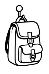 Monochromatic dark gray backpack illustration, featuring a robust, stylish design with buckle closures on the main flap and two front utility pockets, perfectly suited for travel, school, or daily adv