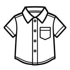 Minimalist Black Short-Sleeve Collared Shirt Icon with Front Pocket & Buttons - Versatile Vector Graphic for Casual Apparel, Summer Wear, or Uniform Design Applications, Perfect for Web & Print Media