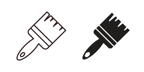 Paint brush icons design is in black and white, line stock illustration