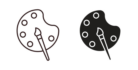 Paint icons design is in black and white, line stock illustration