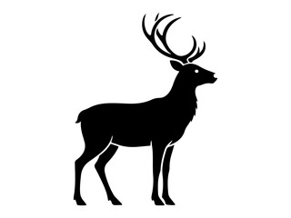 Fototapeta premium Black Silhouette Reindeer or Stag with Antlers Icon