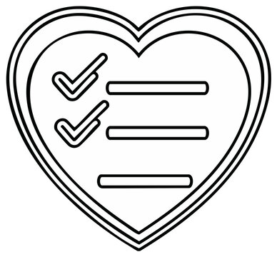 Heart checklist icon symbolizing completed tasks goals and love for personal achievement or healthy habits