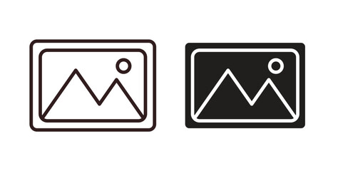 Picture icons design is in black and white, line stock illustration