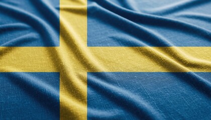 4K HD National Flag Background  - Swedish flag waving, closeup view