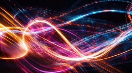 Obraz premium Abstract art composed of various bright color lines and waves, creating a sense of energy and flow AI Generative