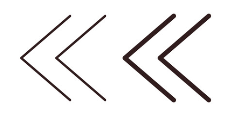 Previous arrow icons design is in black and white, line stock illustration