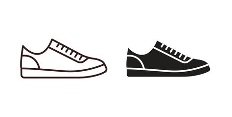 Sneaker icons design is in black and white, line stock illustration