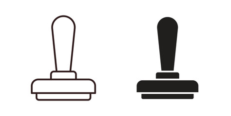 Stamp icons design is in black and white, line stock illustration