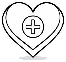 Fototapeta premium Heart and plus symbol vector icon for health and medical concepts illustration