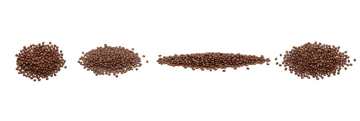 Collection of Coffee or Tea Granules Piles, Isolated Food Powder with Rough Oil Paint Texture (PNG)