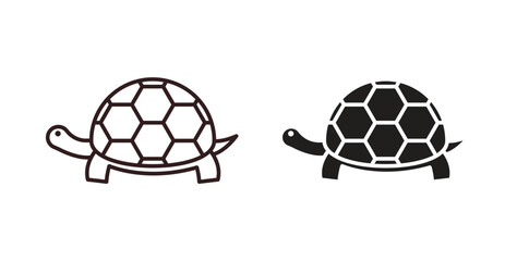 Tortoise icons design is in black and white, line stock illustration