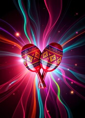 Colorful Folk Maracas in Modern Artistic Style