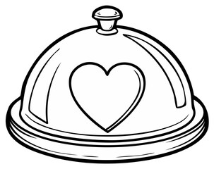 Obraz premium Heart shaped food cloche with decorative embellishments, simple line art