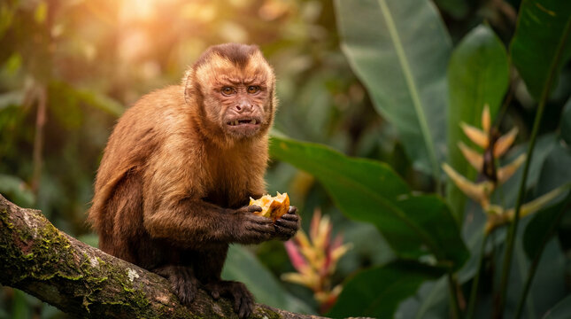 Cute Monkey Portrait in Jungle	