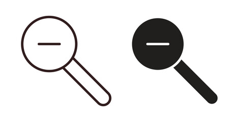 Zoom out icons design is in black and white, line stock illustration