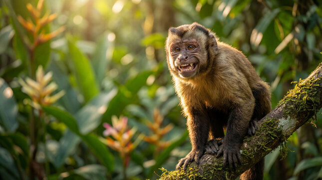 Cute Monkey Portrait in Jungle	