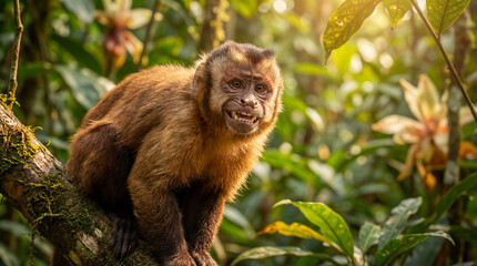 Cute Monkey Portrait in Jungle	