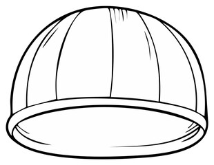 Clean black and white line art drawing of a simple swim cap design