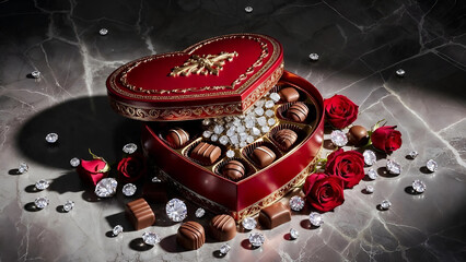 heart shaped box with roses