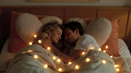 happy young couple at home