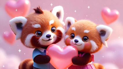 two teddy bears and a heart