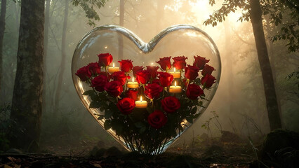 red heart in the night