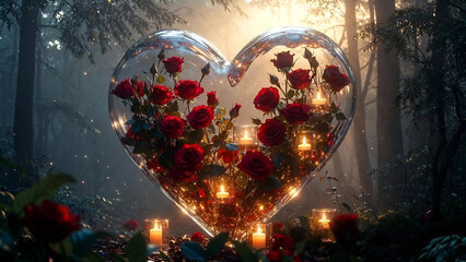 red heart in the night