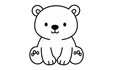 Obraz premium Adorable bear cub outline drawing for kids coloring activities
