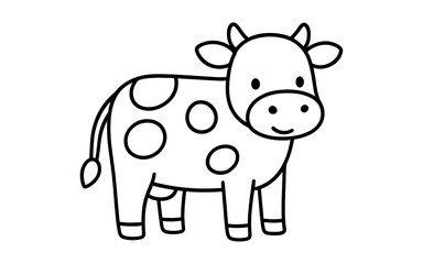 Fototapeta premium Cute cartoon cow outline with spots for coloring pages and kids activities