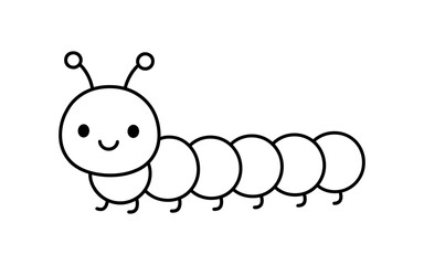 Cute caterpillar outline: simple black and white design for kids