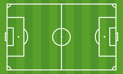 Cancha verde de fútbol soccer con marcas blancas definidas © MariaFernanda